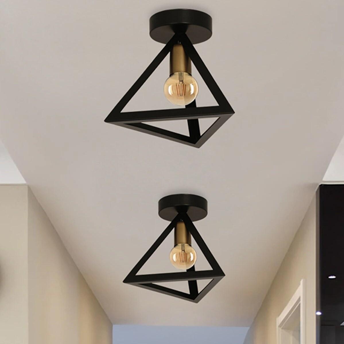 

Рустикальная треугольная черная антикварная люстра-плафонир