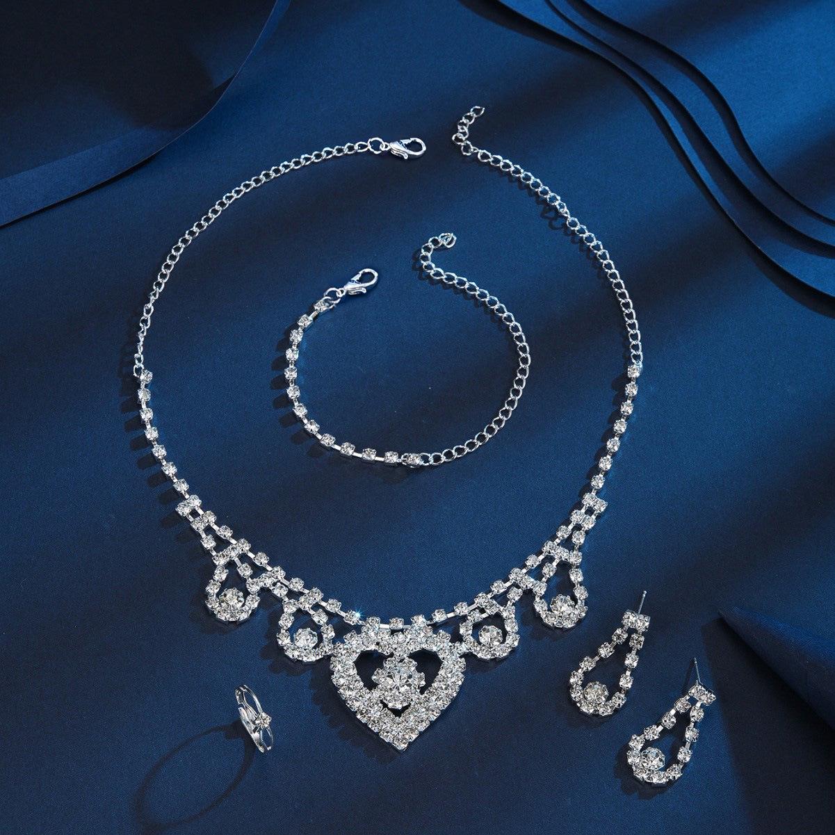 “European Bride Jewelry Set: Elegant Wedding & Evening Accessories” Electroplated