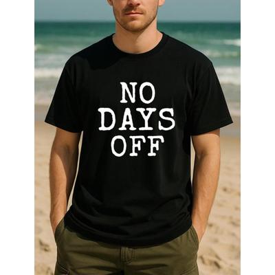 Tamanhos Europeus "SEM DIAS DE FOLGA", Declaração de Autodisciplina, Estilo Casual de Quatro Estações T-shirt Masculina Muito Versátil