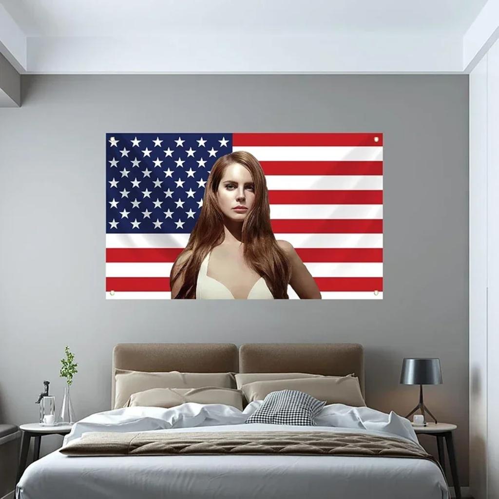American Flag Patriotic Tapestry Novelty Female Face Design Wall Hanging for College Dorm Stylish Room Decor Modern Aesthetic
