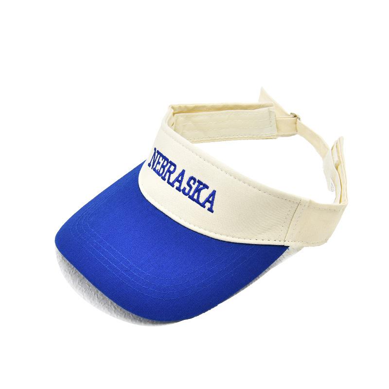 

Цветной пустой цилиндр для женщин Летняя бейсболка с вышивкой букв Универсальная спортивная защита от солнца Солнечная шляпа (56-58cm)