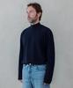 ESN Ribbed Half-Turtleneck Knit T-Shirt Navy