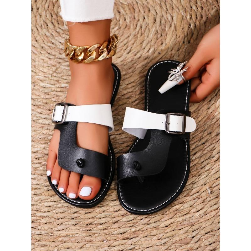 New Spring/Summer Plus Size Toe Slipper Stylish Comfortable Low Heel Strap Flat Sandal