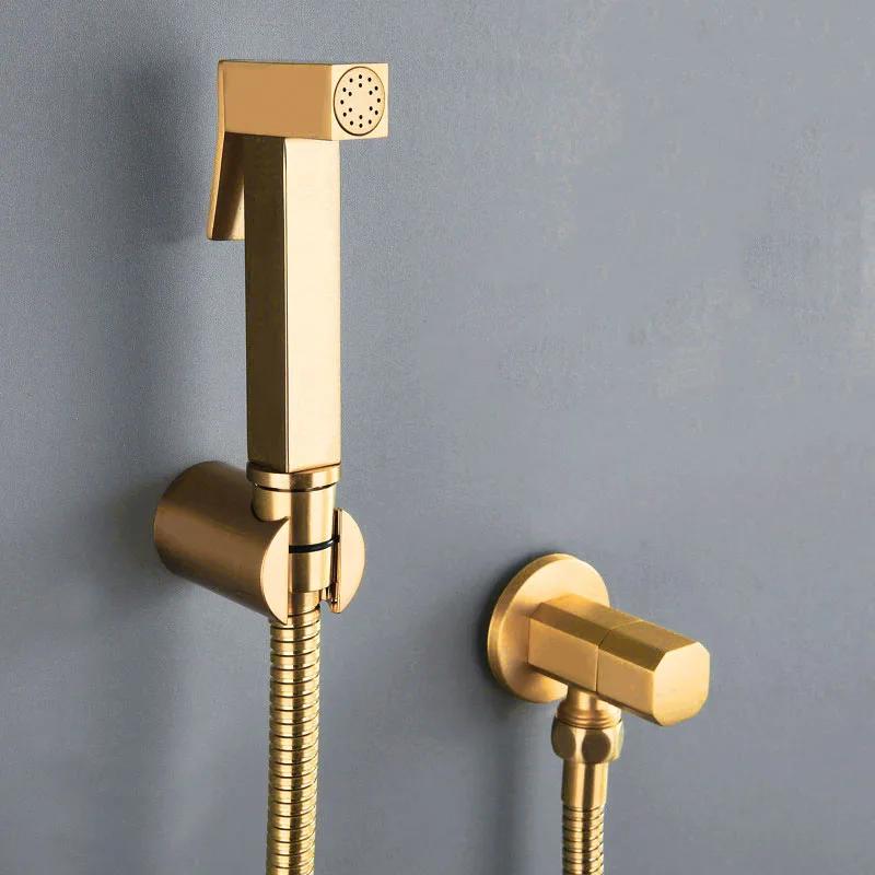Matt Black & Chrome Plated Brass Square Bidet Sprayer Bathroom Bidet Faucet