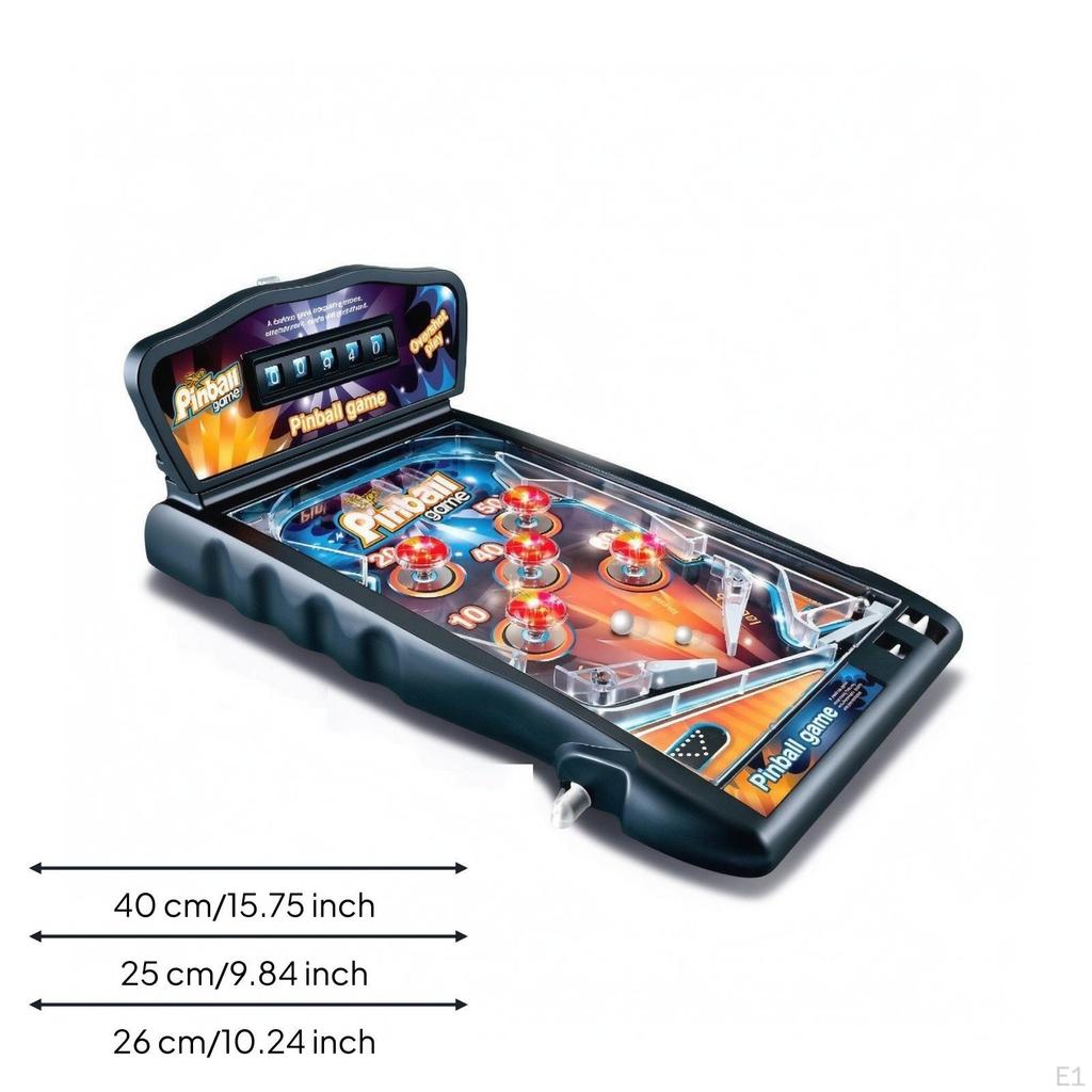 Tabletop Pinball Game ArcadeStyle Mini Machine Retro for Kids, Families, Playroom, Desk
