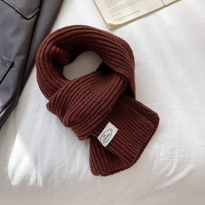 Solid color scarf women's winter versatile knitted warm and cold-proof couple student scarf tide