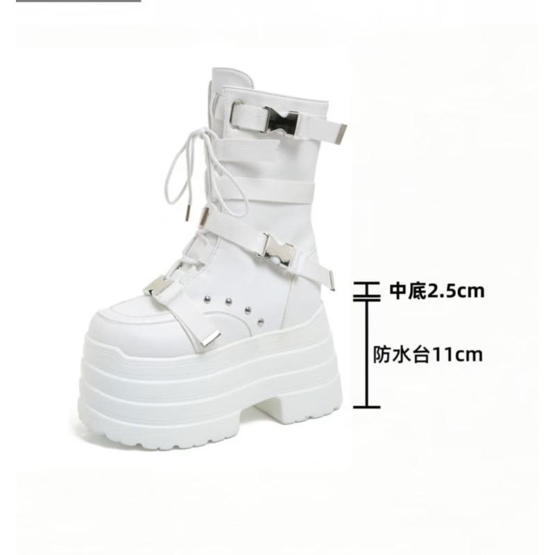 Fashion 13.5CM,17CM Women Punk Boots Autumn Platform Outdoor Leather Sneakers Chunky Motorcycle Boots Nightclub Party Cosplay Shoes