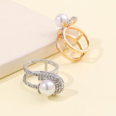Yousheng Rhinestone Scarf Ring Clip, Faux Pearl Neckerchief Slide, Women Fashion Wrap Holder, Clothes Ring for Shirts T-Shirts