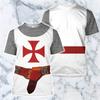 Tempelritter Grafik Vintage T-Shirt Die Rüstung 3D Druck Jungen Kinder Cosplay Kleidung Lustige T-Shirts Streetwear Rundhals Oberteile Herren
