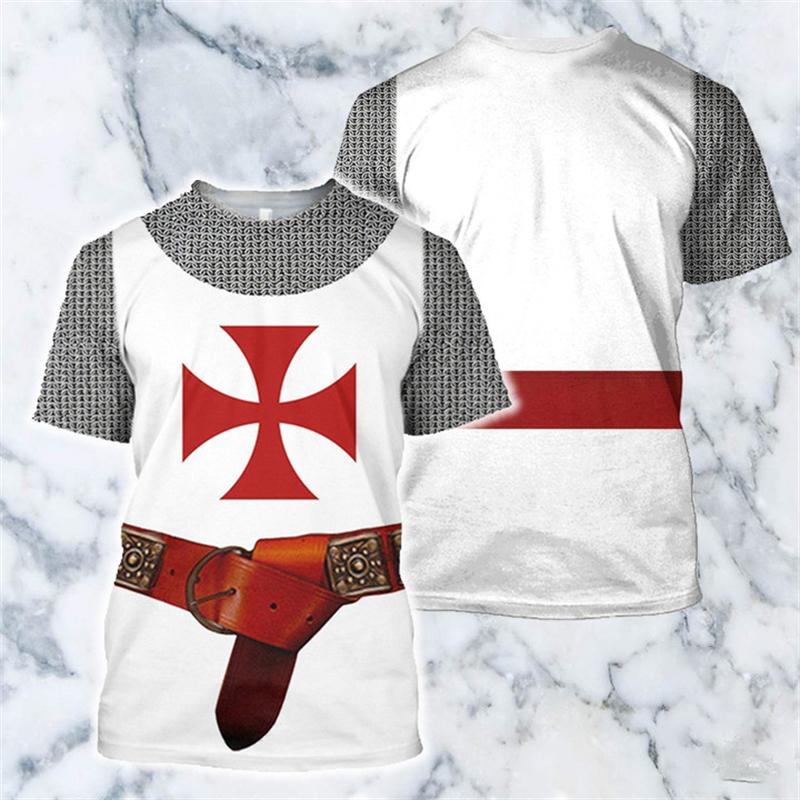 Tempelritter Grafik Vintage T-Shirt Die Rüstung 3D Druck Jungen Kinder Cosplay Kleidung Lustige T-Shirts Streetwear Rundhals Oberteile Herren