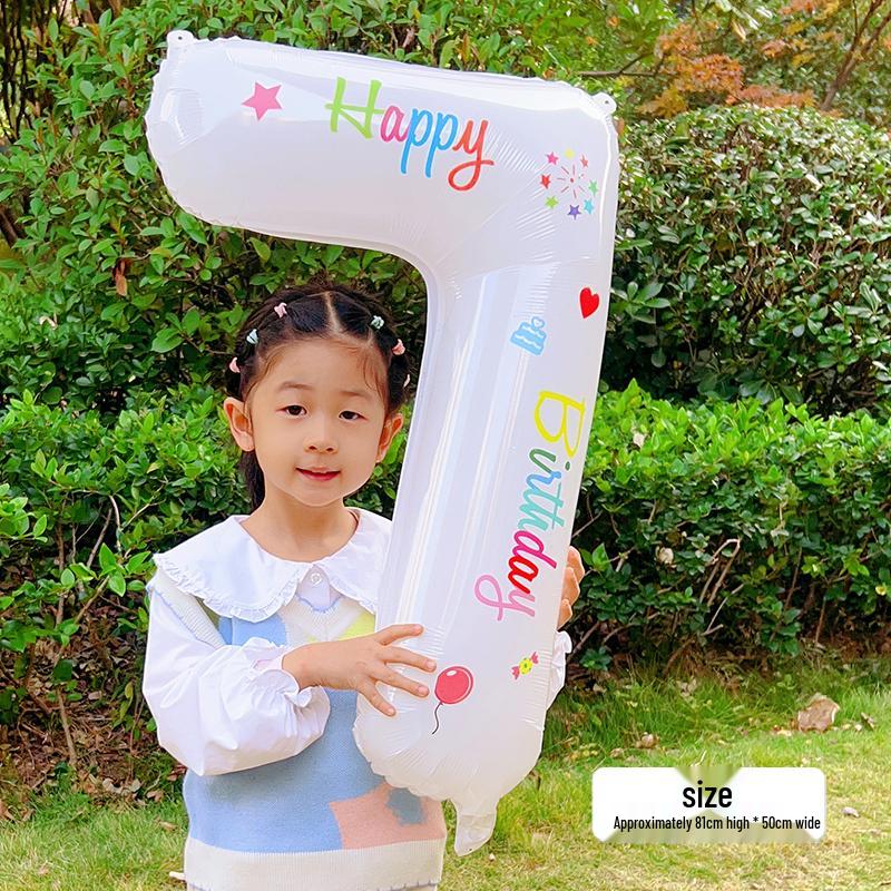 White Number Balloons for Kids' First Birthday Party Decorations