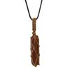 Hand-Woven Double-Pointed Hexagonal Prism Crystal Rough Stone Natural Stone Brown Mesh Pocket Necklace N712