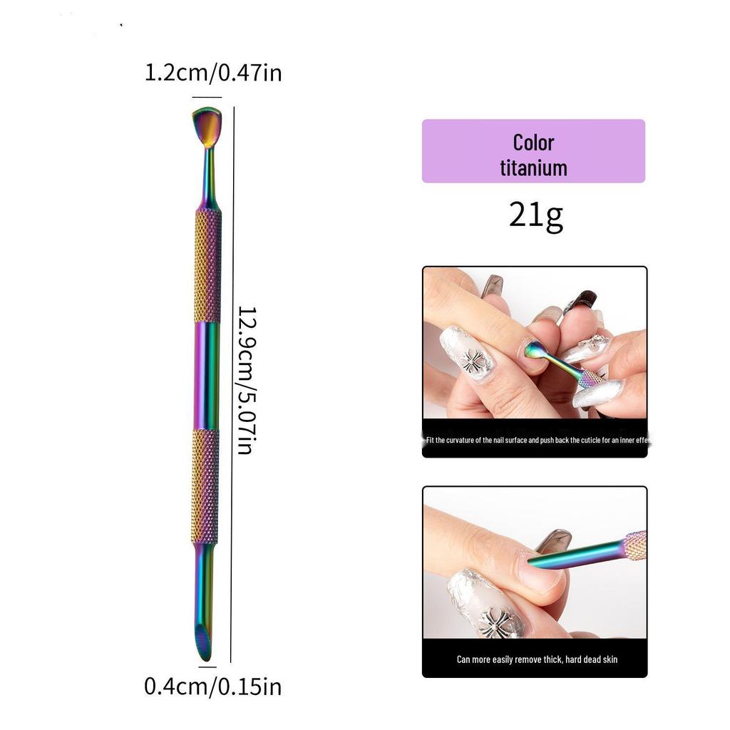 Stainless Steel Double-Ended Nail Art Exfoliating and Cuticle Pusher Tool