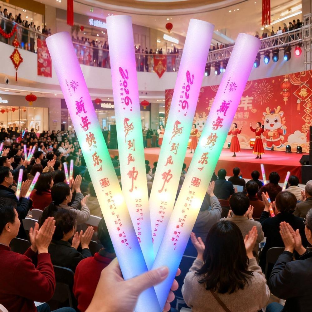 

Colorful Sponge Glow Stick 2026 New Year Handheld Foam Glitter Stick Flashing Festival Glow Stick Christmas Event