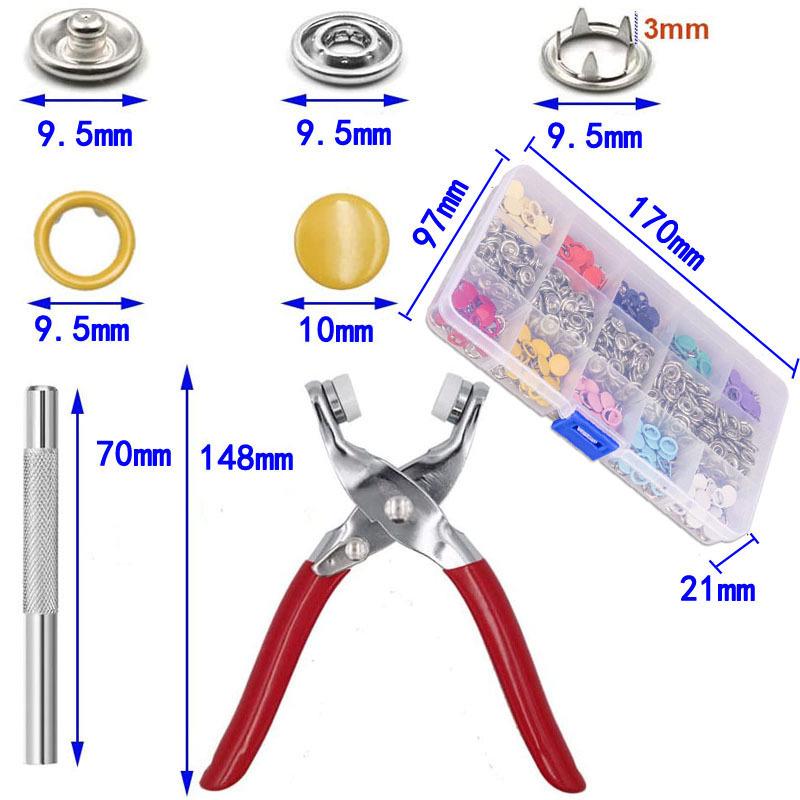 Five-Claw Buckle Tool Set: No-Sew Snap Buttons for Baby & Kids' Clothing, Metal Color, Letter & Four-Button Styles.