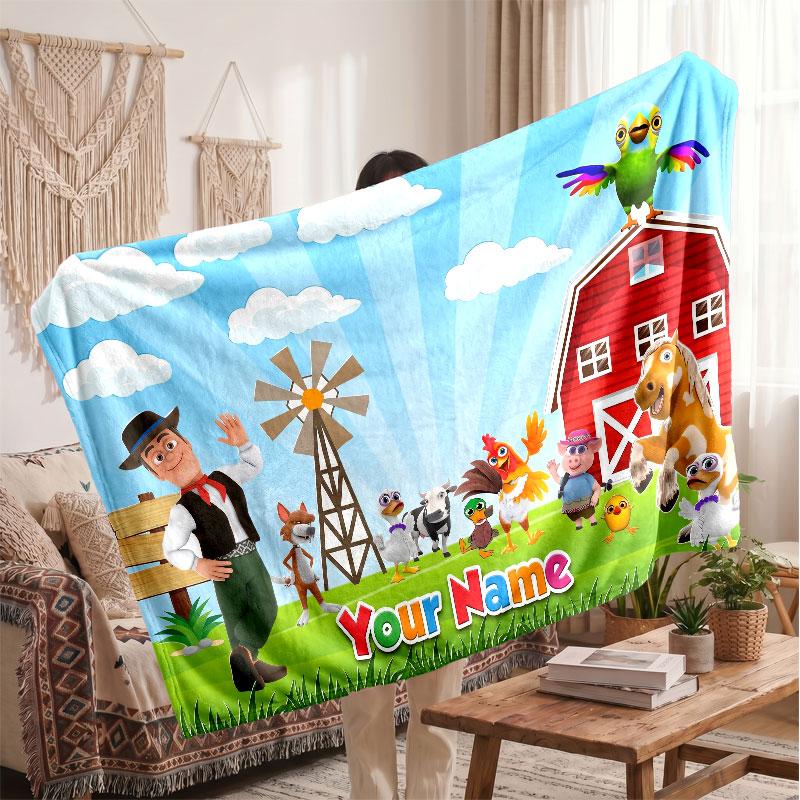 La Granja De Zenón Personalized Flannel Blanket, Custom Printed Text Name, Warm Soft Blanket For Couch Bed