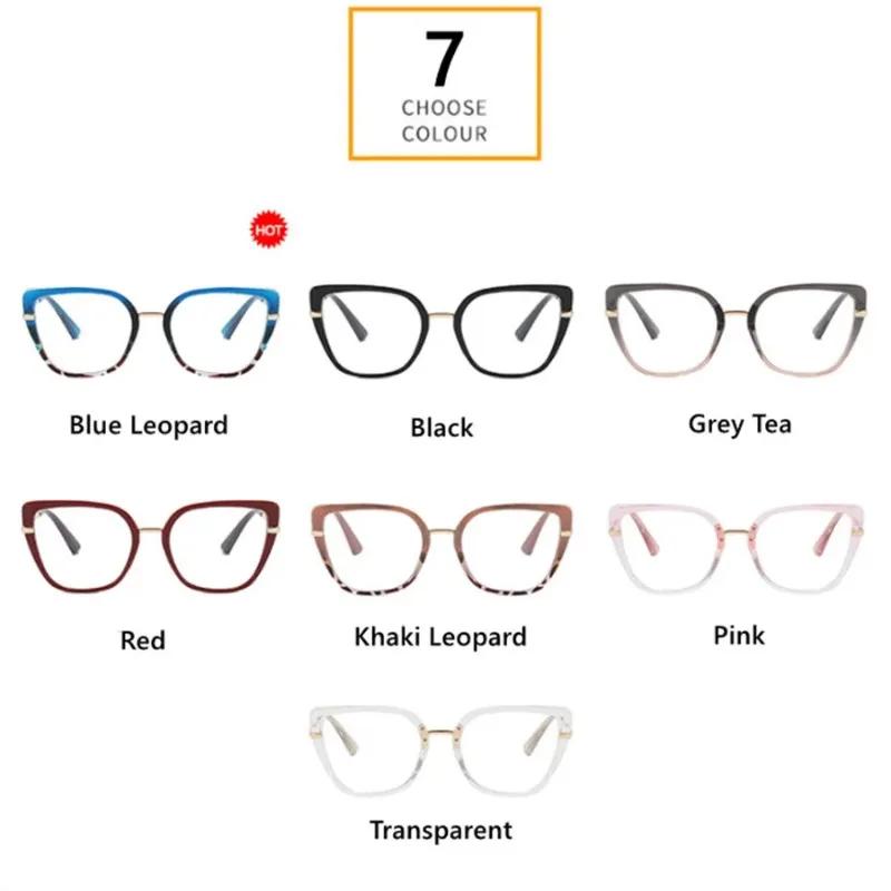New Retro Cat Eye Women Anti Blue Light Glasses Frame Fashion Designer Thin Face Flat Mirror Clear Reading Top Quality Ins Trend