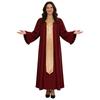 S-XXL Women Choir Robe Flared Long Sleeve Ruffled Trim Color Block Sash Long Priest Cassock for Church Activities