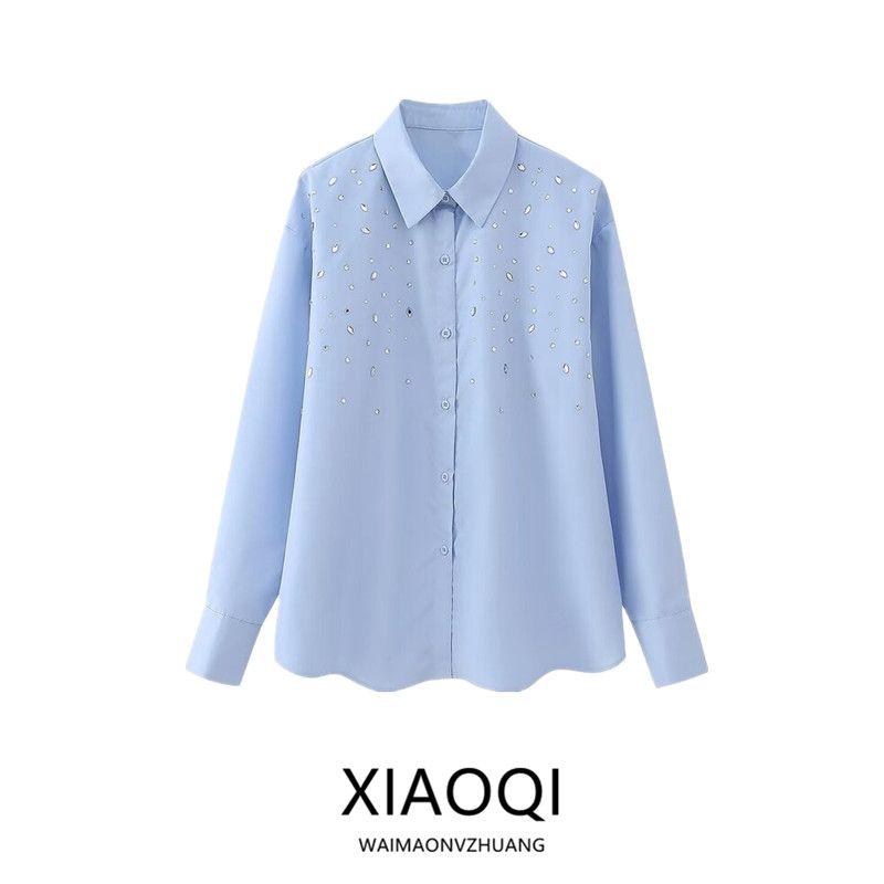 2024 Spring New Women's Clothing Fashion Style French Style Casual Beaded Poplin Shirt 7484170 403