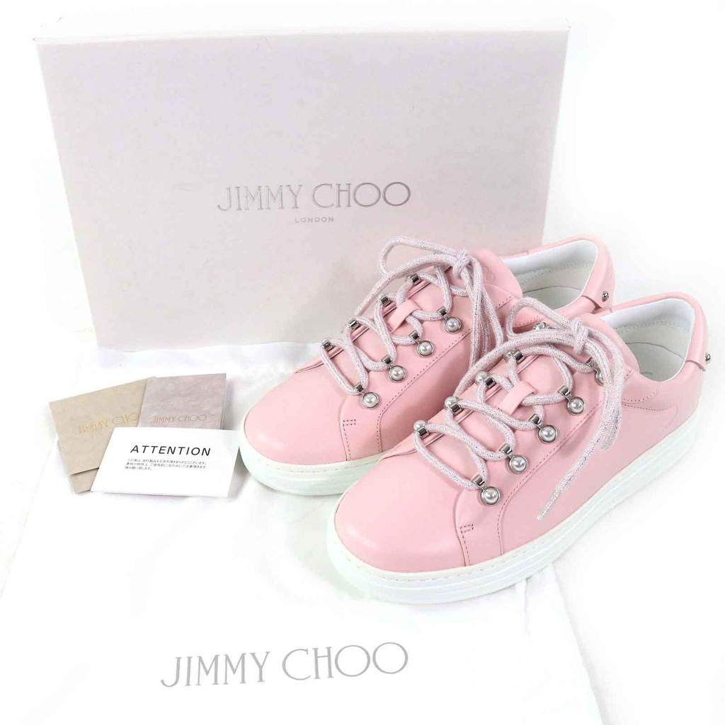 Makellose JIMMY CHOO Niedrige Sneaker ANTIBES/F Antibes Puderrosa Leder Gebraucht