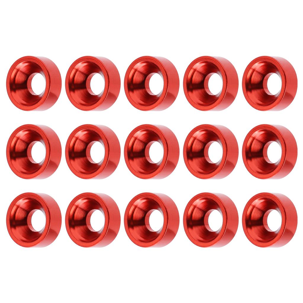 15pcs M3 Countersunk Screw Washer Aluminium Alloy Concave Gasket Fit for RC ModelRed