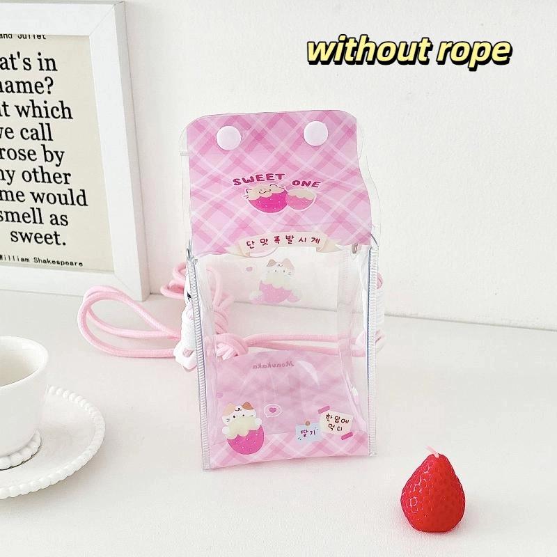 

Cute Milk Cartoon Toy Bag Pvc Badge Display Bag Portable Baby Decorative Bag For Outdoor Baby Carrying Case With Lanyard