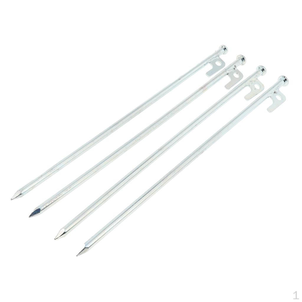 4 Pcs Camping Tent Stakes, Heavy Duty Metal Pegs Strong Ground Nail Stake for Outdoor 40cm