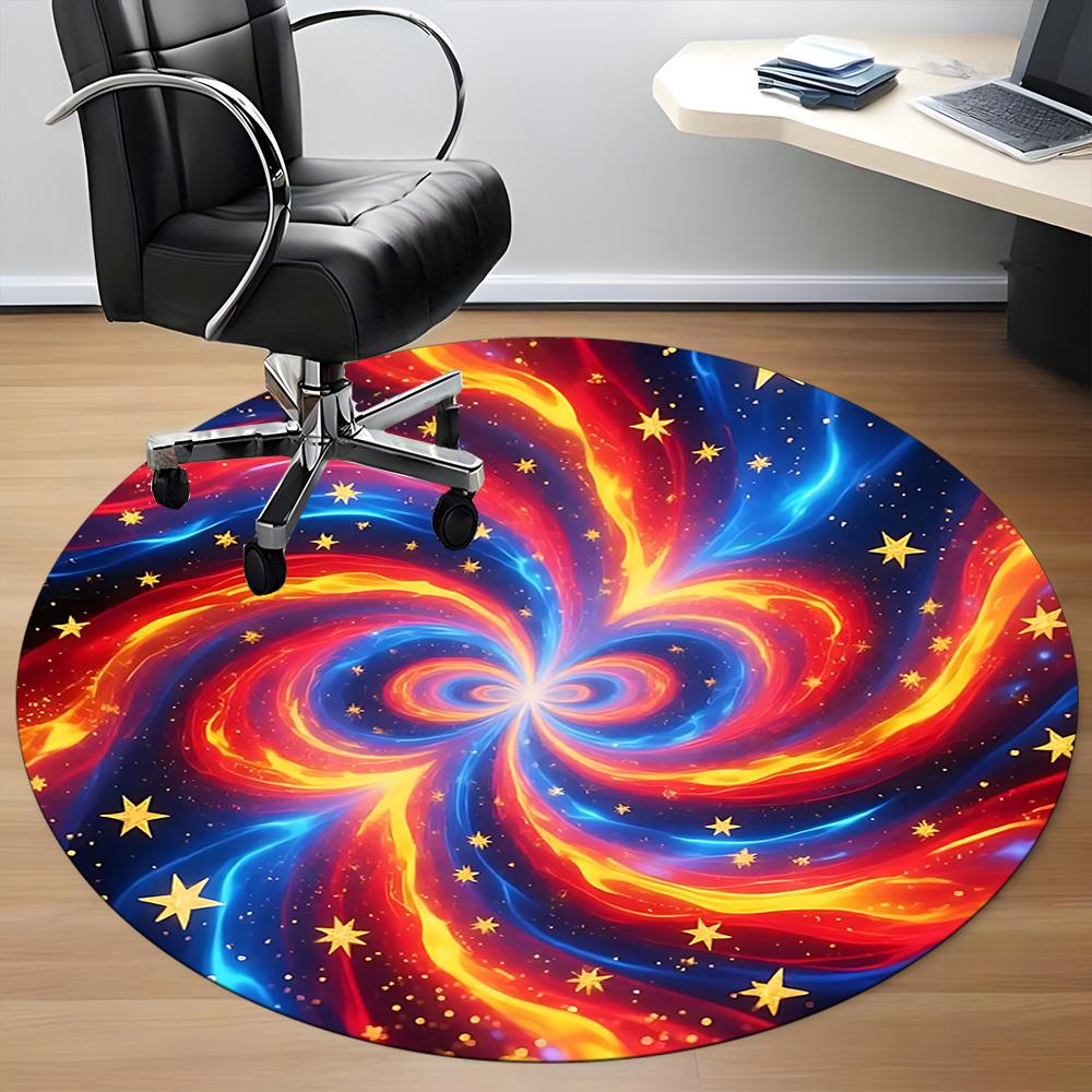 1pc Cosmic Swirl Office Round Rug, Carpet for Office, Gaming, Lightweight Round Floor Mat Yy260208021