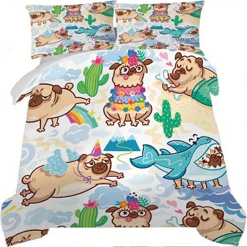

Pug Dog Soft Duvet Cover Pug Dog Background Theme Soft Duvet Cover Suitable for Children Kids plus Adult Peoples Soft Comfortable plus Breathable 135*200cm Eu-Single
