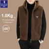 Woodpecker Maillard Herren Kapuzen-Leder- und Pelz-Fleece-Weste – Herbst/Winter Dick, Beidseitig, Ärmellose Jacke.