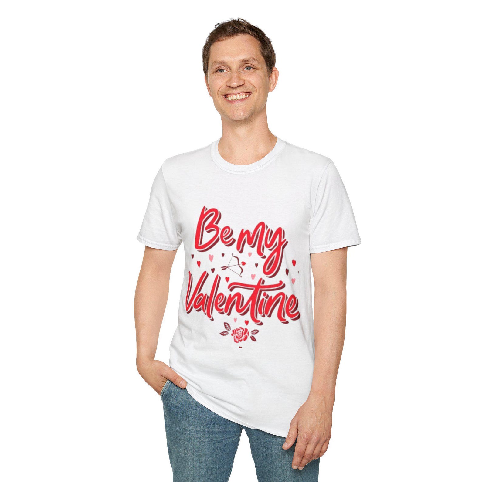Be My Valentine T-Shirt: Unisex Softstyle Love Heart Graphic S