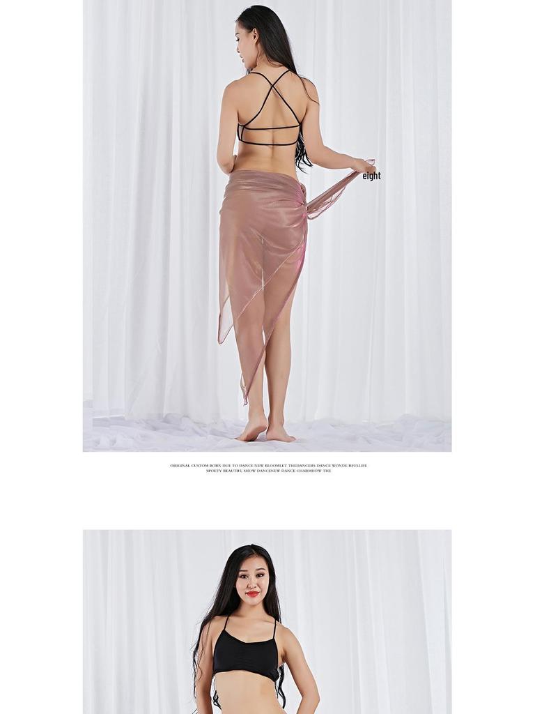 Eye-Catching Textured Belly Dance Shawl with Waist Chain - Flowy Hip Scarf, Hot Selling