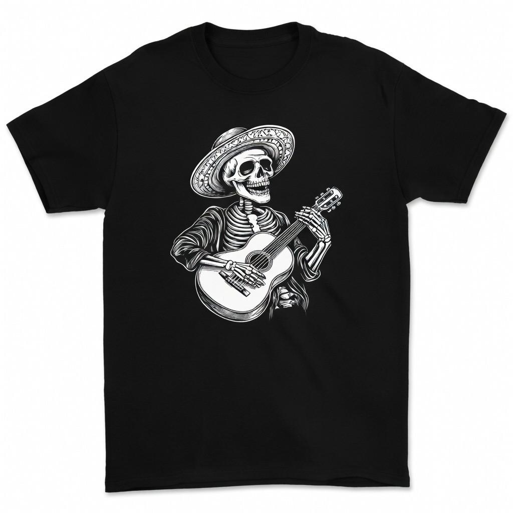 Skeleton Guitar Mexican Style Graphic Unisex Streetwear T-Shirt Tee S
