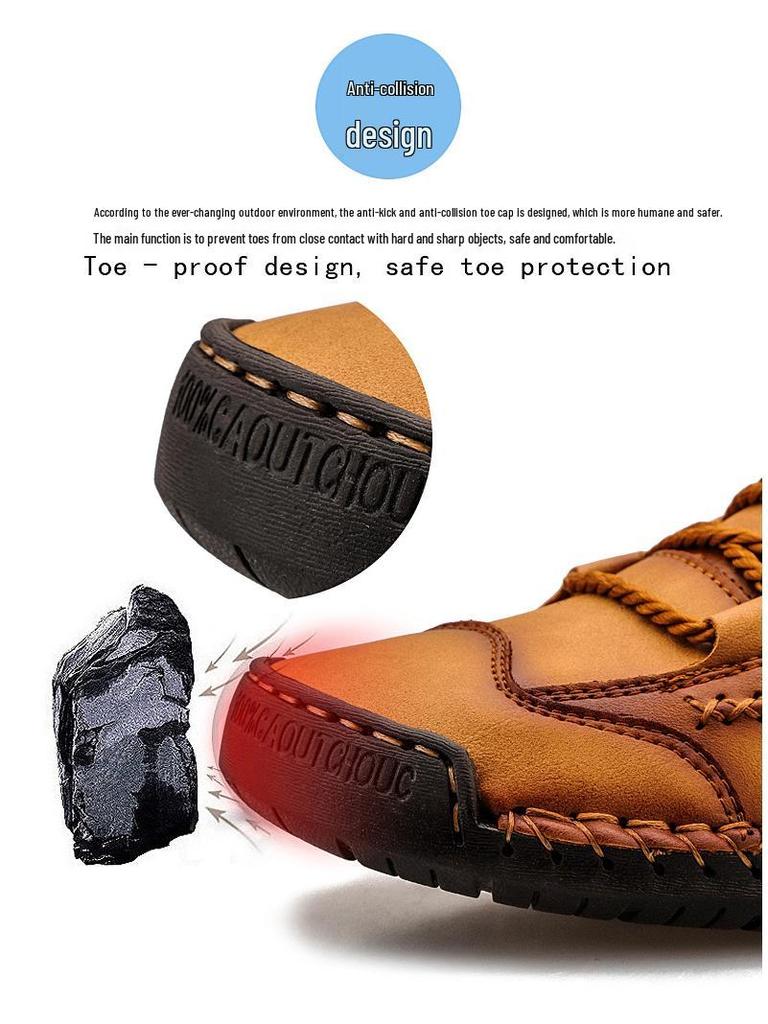 Men's Spring Plus Size Handcrafted Leather Casual Lace-up Shoes