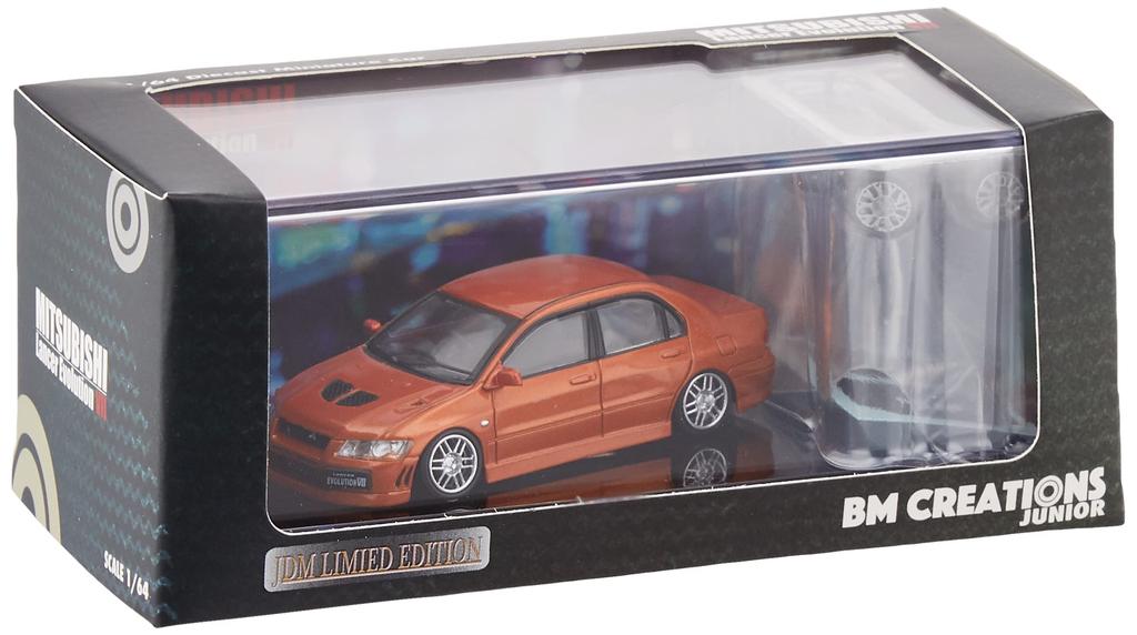 BM CREATIONS Mitsubishi Lancer VII Custom Orange JDM RHD Finished Product 64B0130 1/64 Evo.