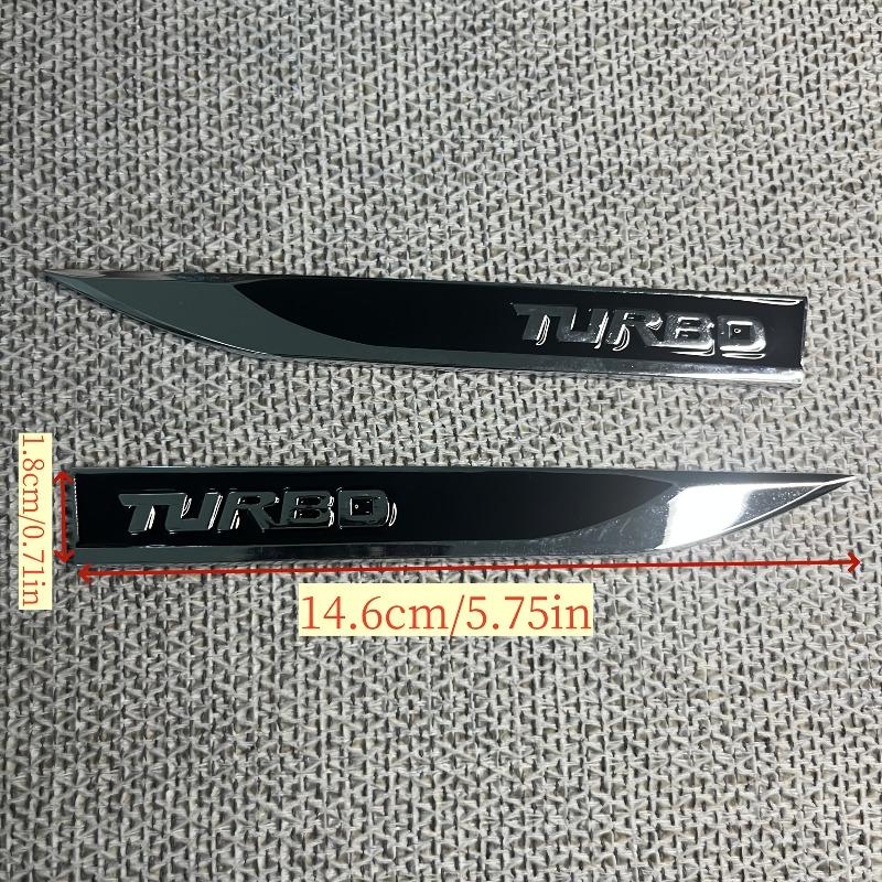 2pcs Metal Badges TURBO Turbocharger Fender Car Emblem Durable Vehicle Modification Additions Enhance Aesthetics Compatible with