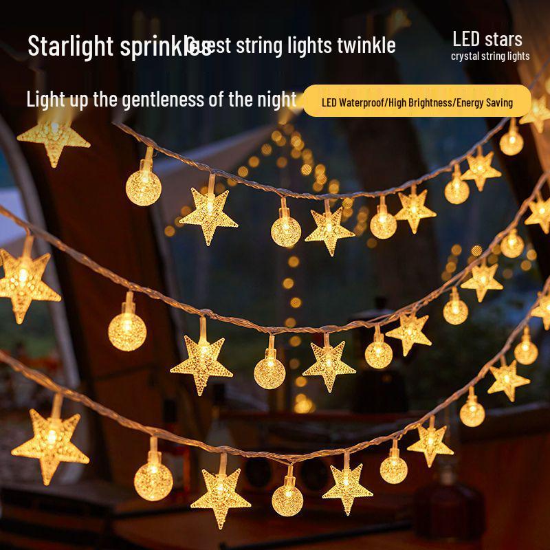 Solar LED Outdoor Camping Lantern String – Waterproof Fairy Lights for Tent, Balcony, and Tree Decoration