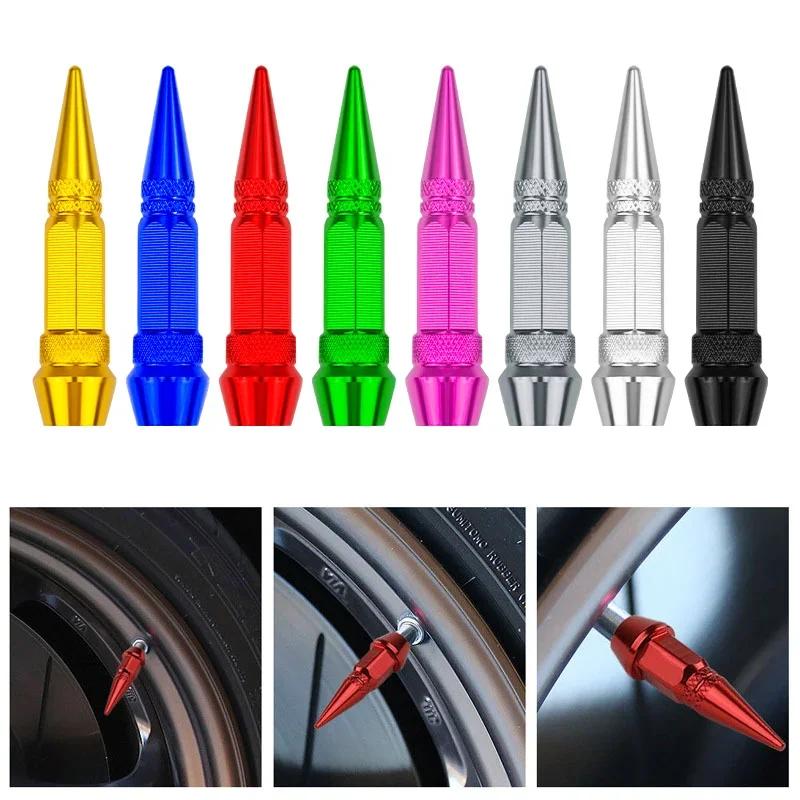 4Pcs Bullet Valve Caps Car Motorcycle Wheel Tire Valve Caps Dustproof Cover 45/60mm Spiked Valve Caps Auto Exterior Amagi