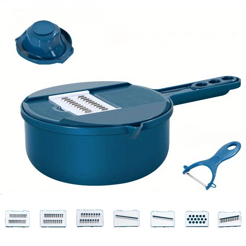 7 - in - 1 Multifunctional Vegetable Cutter, Anti - Slip & Hand - Guard, Food - Grade, Kitchen Slicing/Shredding/Grinding Tool