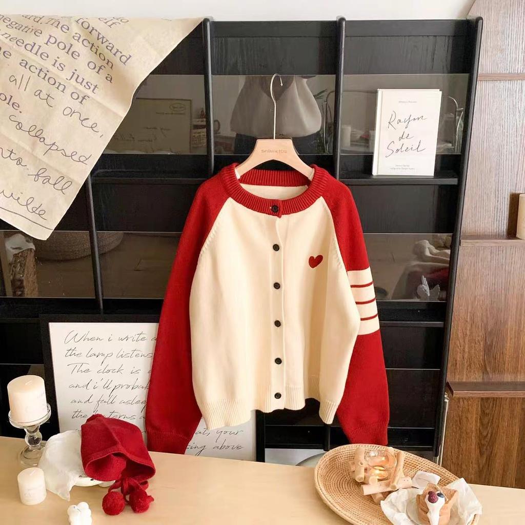 Red Heart Knit Romper - Baby Autumn/Winter Outfit