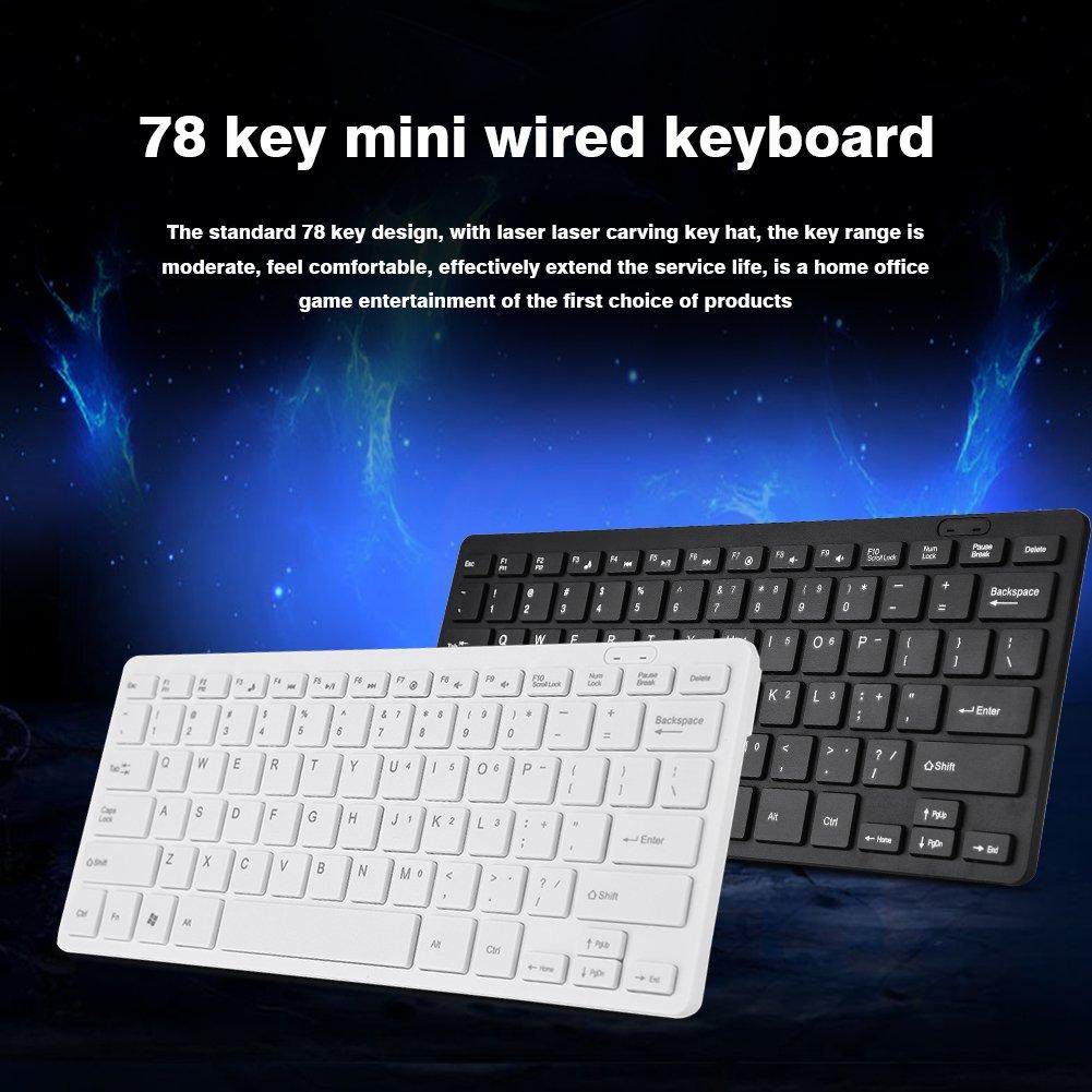 [Wired Keyboard] 78-Key Ultra-Slim Mini USB Wired Keyboard for Desktop PCs and Laptops, Ultra-Thin Keyboard with High Performance and Sensitivity