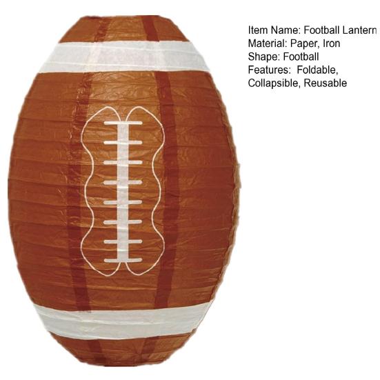 Football Paper Lantern Foldable Olive Shape Contrast Color Reusable Great Fidelity Party Decor Hanging Indoor Outdoor Paper Lantern Party Supplies