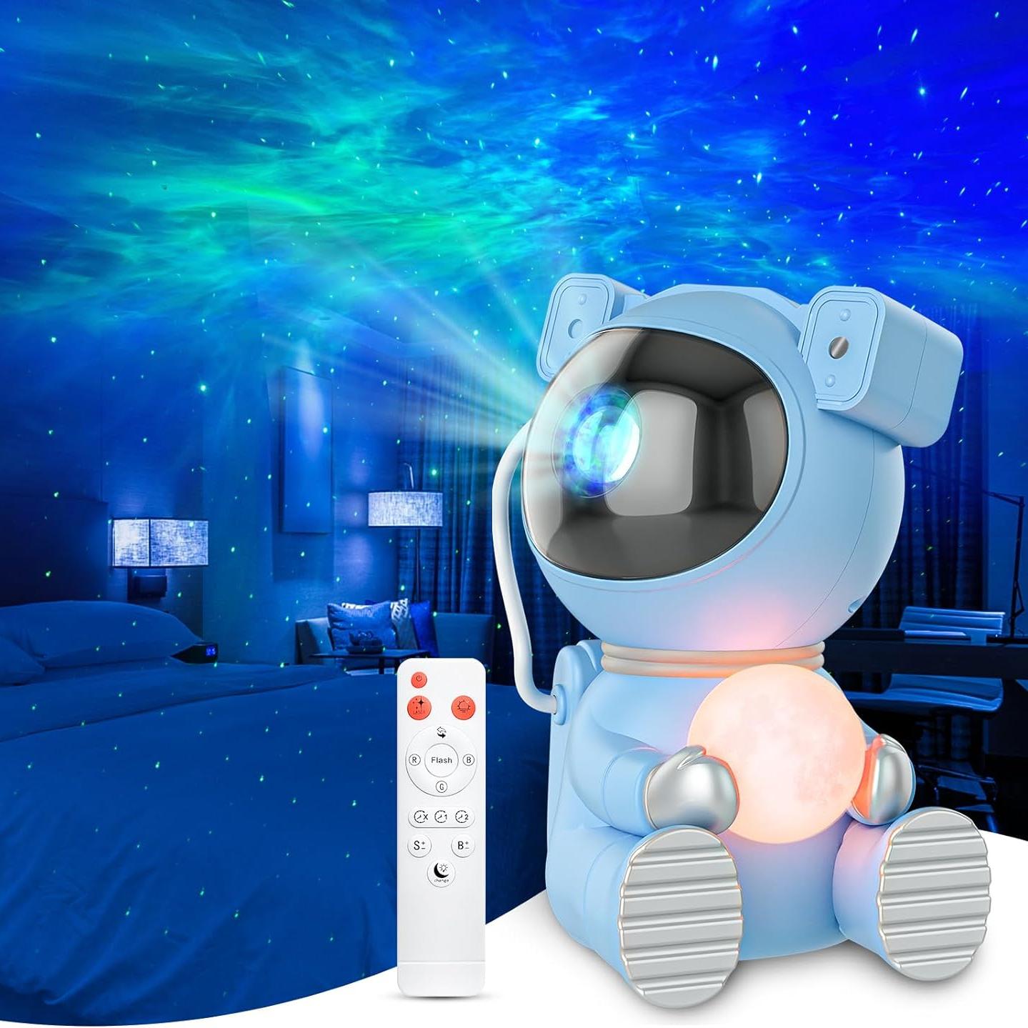 

Проектор света астронавта, проектор галактики для спальни, звездный проектор с лунной лампой, светодиодный ночник в виде туманности для детей, декор комнаты, вечеринка, подарок синий