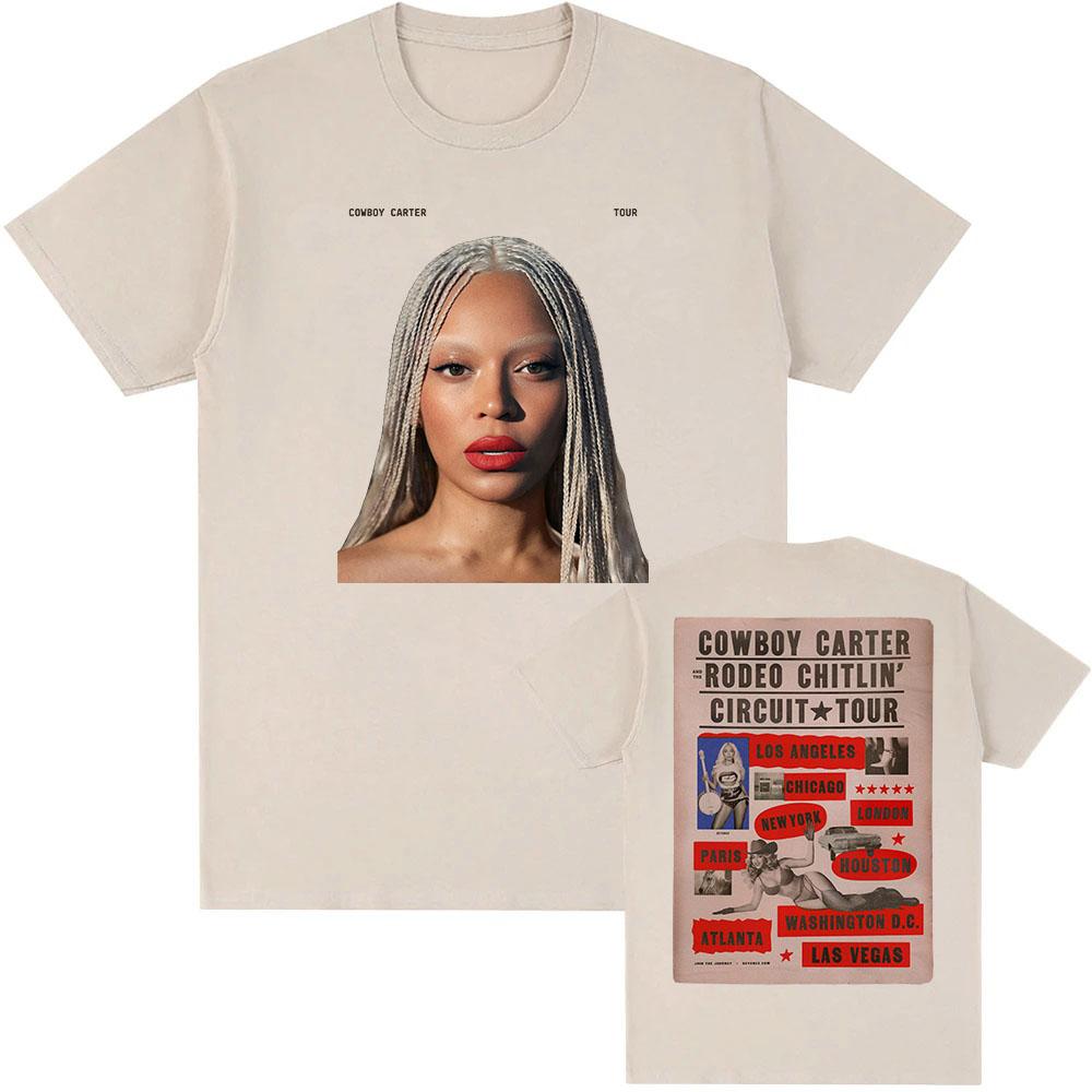 Beyoncé COWBOY CARTER TOUR 2025 T-shirt Cotton Summer Women Men Tshirts Short Sleeve O-neck Loose Tee-shirt Men Tees Print Top
