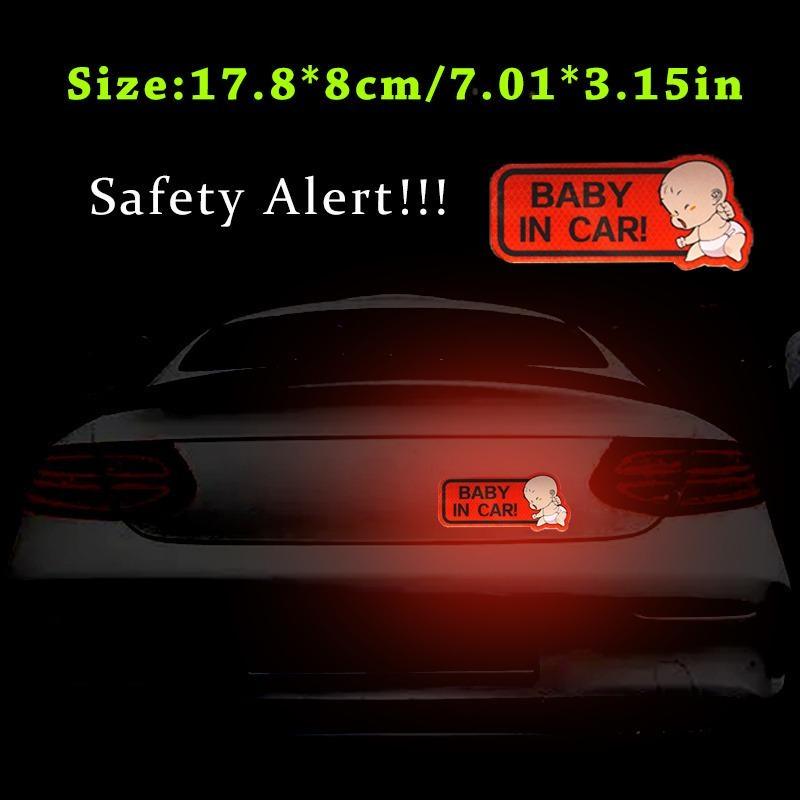 Reflective Baby Kids Safety Warning Signs Stickers Lovely Cartoon BABY IN CAR Window Bumper Car Sign Decal Sticker