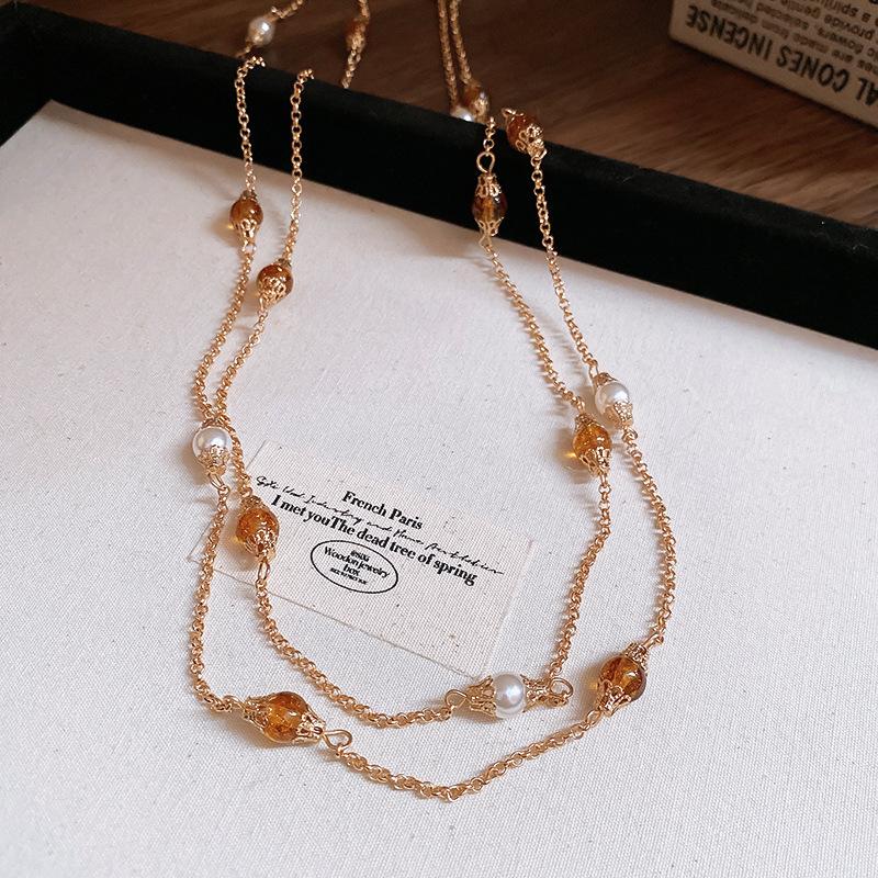 Bohemian vacation wind beaded necklace light luxury personality collarbone chain necklace