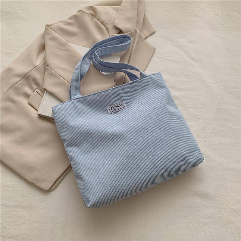 Korean Style Cotton Tote Bag for Women Solid Color Large Capacity Handbag Fashionable Casual Shoulder Purse CLE