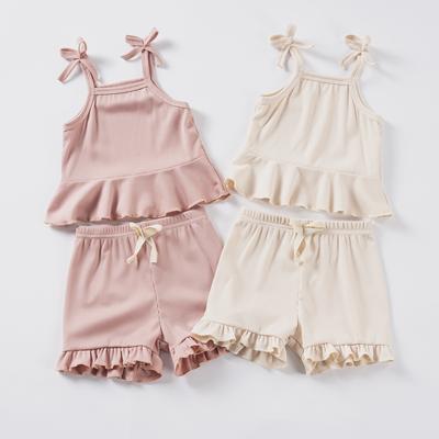 Mädchen Neckholder Shorts Casual Set 2025 Sommer Kinder Mode Set