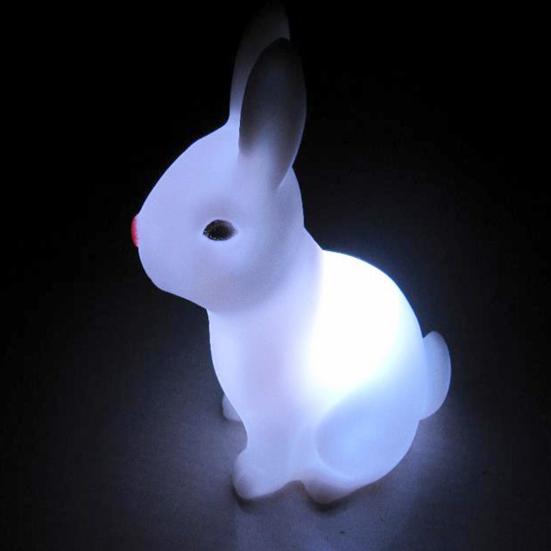 Color Changing Battery Powered LED Night Light Rabbit Lamp Home Table Decor