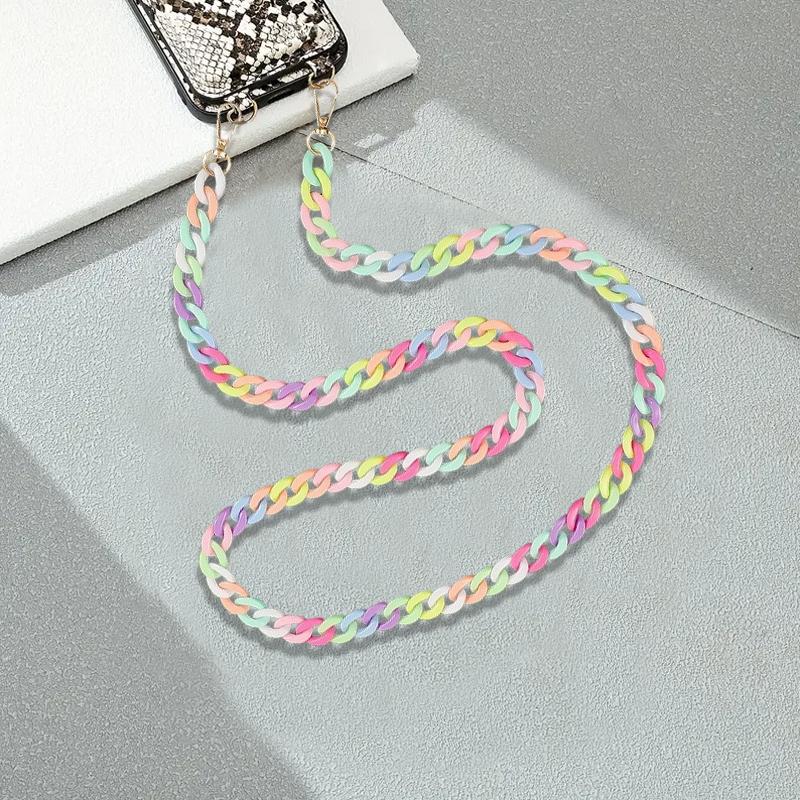 1PC Plastic Chain Female Mobile Phone Phone Case Acrylic Buckle Chain Macaron Color Lanyard Anti Loss And Anti Drop Multiple Sizes